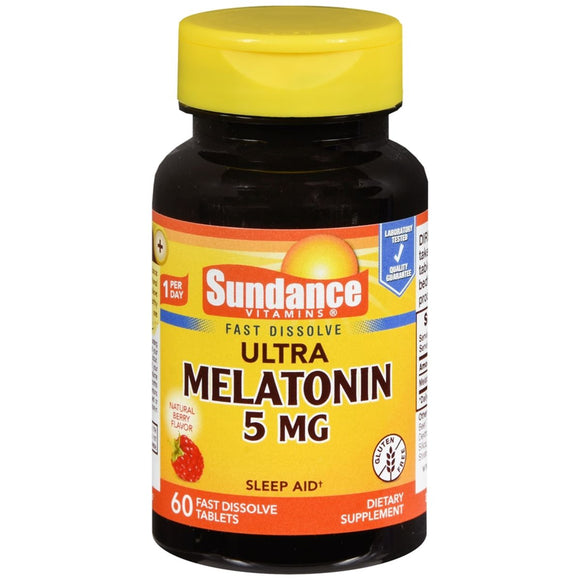 Sundance Vitamins Melatonin 5 mg Tablets Natural Berry Flavor - 60 TB