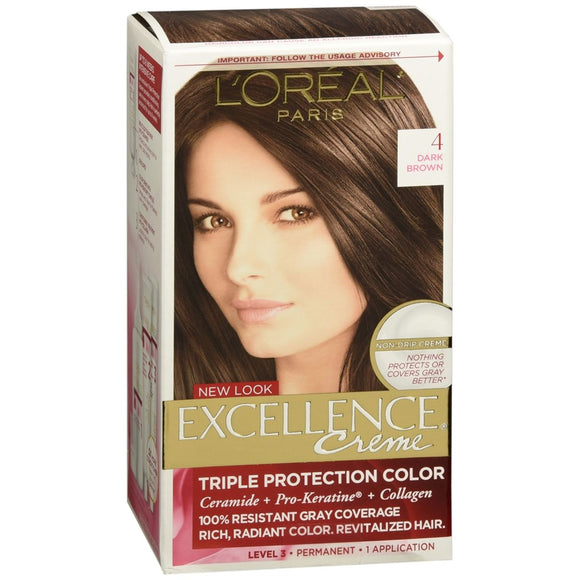 L'Oreal Excellence Triple Protection Color Non-Drip Creme 4-Dark Brown - 1 EA