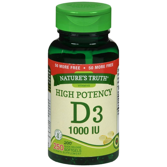 Nature's Truth D3 1000 IU Vitamin Supplement Softgels - 250 CP