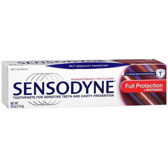 Sensodyne Toothpaste for Sensitive Teeth and Cavity Prevention Full Protection + Whitening - 4 OZ