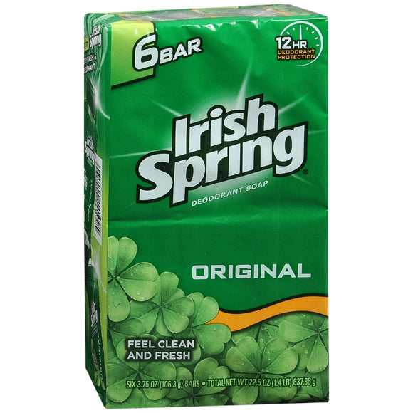 Irish Spring Deodorant Soap Bars 6 Pack Original - 22.5 OZ