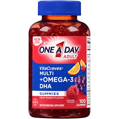 One A Day Vitacraves Plus Omega-3 DHA Gummies, 100 Count - Buy Packs and Save (Pack of 2)