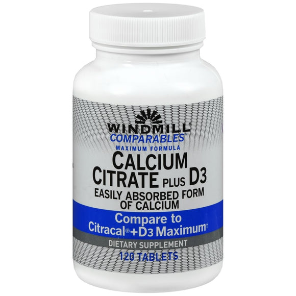 Windmill Comparables Calcium Citrate plus D3 Tablets - 120 TB