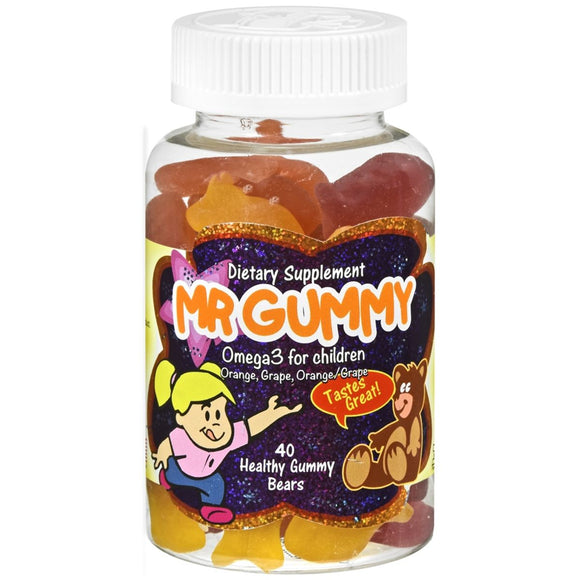 Mr. Gummy Omega-3 for Children Healthy Gummy Bears Assorted Flavors 40 EA