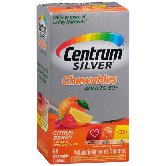 Centrum Silver Adults 50+ Multivitamin/Multimineral Supplement Chewables Tablets Citrus Berry - 60 TB