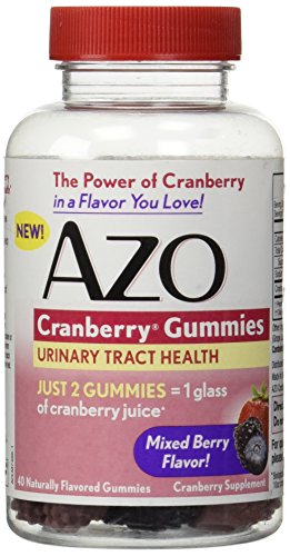 AZO Cranberry Gummies, Daily Urinary Health Dietary Supplement, 25,000 mg Of Cranberry Fruit Equivalent Per Dose Equal To One Glass of Cranberry Juice, 40 Count