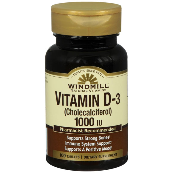 Windmill Vitamin D-3 Cholecalciferol 1000 IU Tablets - 100 TB