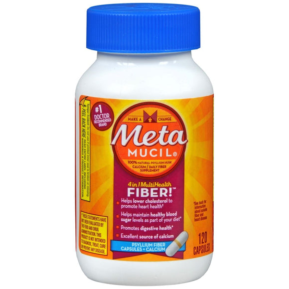 Meta Mucil 4 in 1 MultiHealth Fiber + Calcium Supplement Capsules - 120 CP