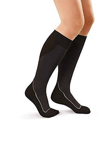 JOBST SPORT SOCK KNEE CLOSED TOE 20-30 COOL BLACK/BLACK LG