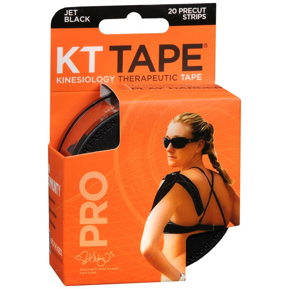 KT Tape Kinesiology Therapeutic Tape Pro Strips Jet Black - 20 EA