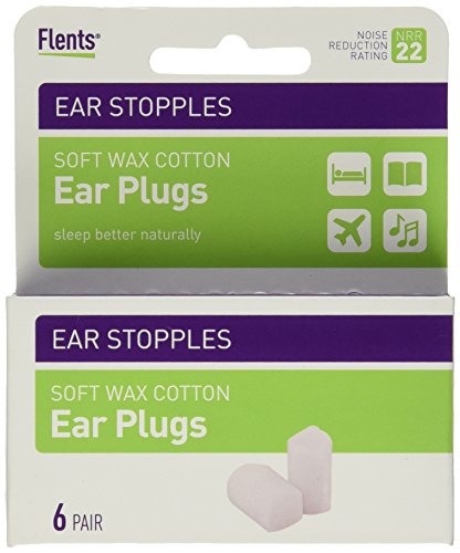 Flents Ear Stopples Soft Wax Cotton Ear Plugs 6 pair 6 PR