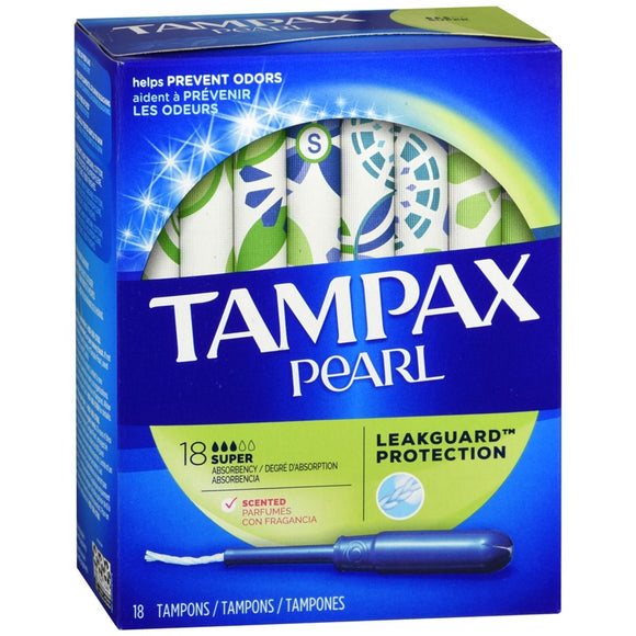 Tampax Pearl Tampons Plastic Applicator Scented Super Absorbency - 18 EA