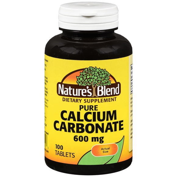 Nature's Blend Pure Calcium Carbonate 600 mg 100 Tabs