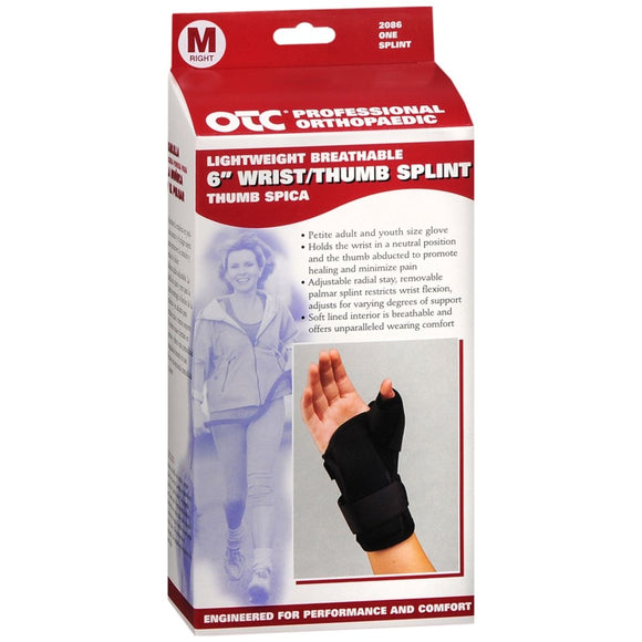 OTC Professional Orthopaedic Lightweight Breathable 6 Inch Wrist/Thumb Splint Black Right Size M 2086/R-M 1 EA