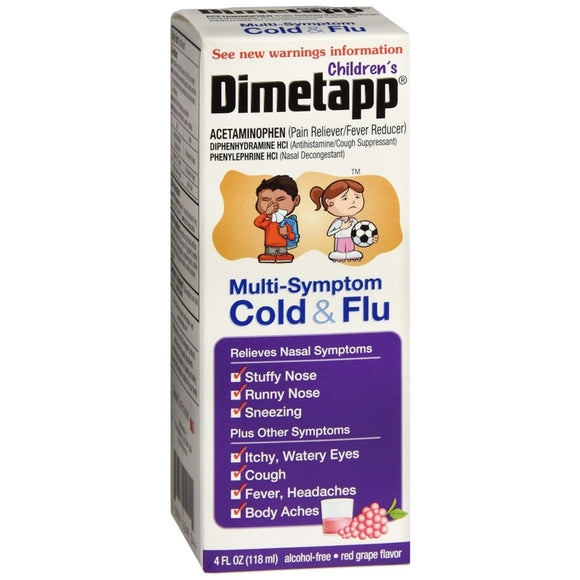 Dimetapp Children's Multi-Symptom Cold & Flu Liquid Red Grape Flavor - 4 OZ