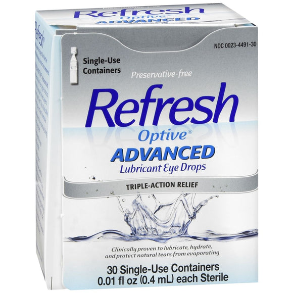REFRESH Optive Advanced Lubricant Eye Drops Single-Use Containers - 30 EA
