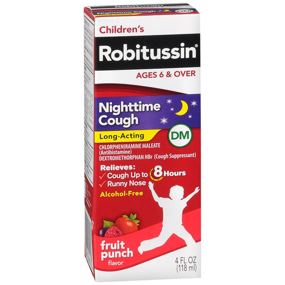 Robitussin Children's Nighttime Cough Long-Acting DM Liquid Fruit Punch Flavor - 4 OZ