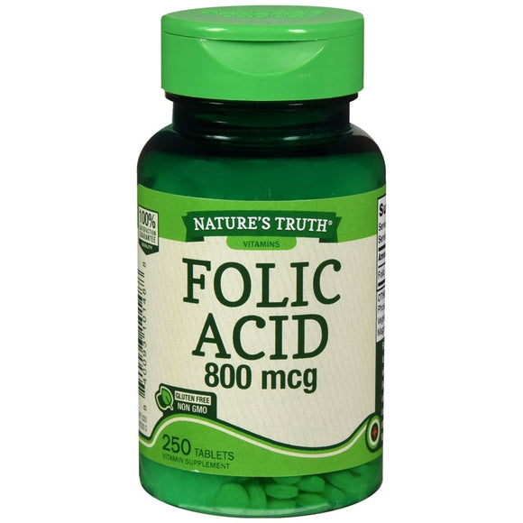 Nature's Truth Folic Acid 800 mcg Tablets - 250 TB