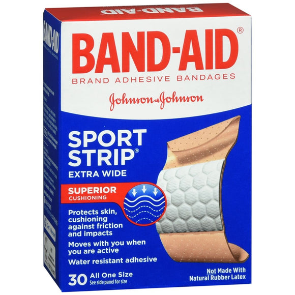 BAND-AID Sport Strip Extra Wide Adhesive Bandages All One Size - 30 EA