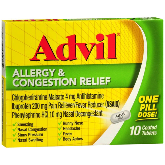 Advil Allergy & Congestion Relief Coated Tablets - 10 TB