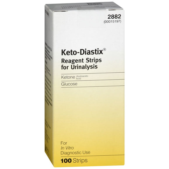 Keto-Diastix Reagent Strips for Urinalysis Ketone (Acetoacetic Acid)/Glucose - 100 EA