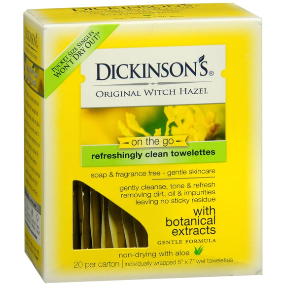 Dickinson's Original Witch Hazel On the Go Refreshingly Clean Towelettes 20 EA