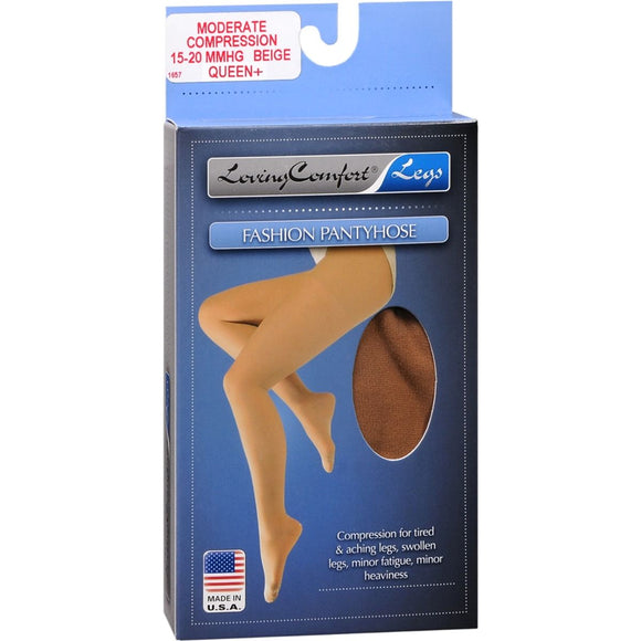 Loving Comfort Fashion Pantyhose Moderate Beige Queen Plus 1 EA