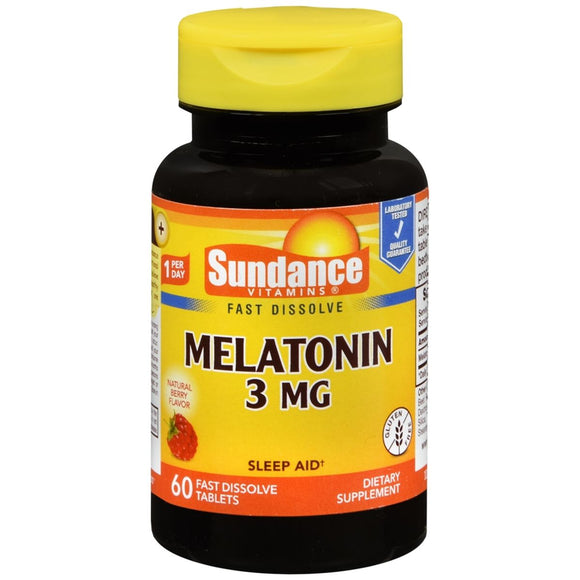 Sundance Vitamins Melatonin 3 mg Tablets Natural Berry Flavor - 60 TB