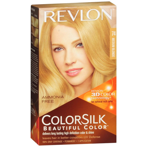 Revlon ColorSilk Beautiful Color Permanent Hair Color 74 Medium Blonde - 1 EA