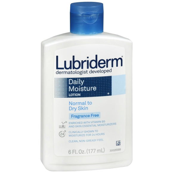 Lubriderm Daily Moisture Lotion Normal to Dry Skin Fragrance Free - 6 OZ