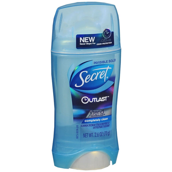 Secret Outlast Anti-Perspirant Deodorant Invisible Solid Completely Clean - 2.6 OZ