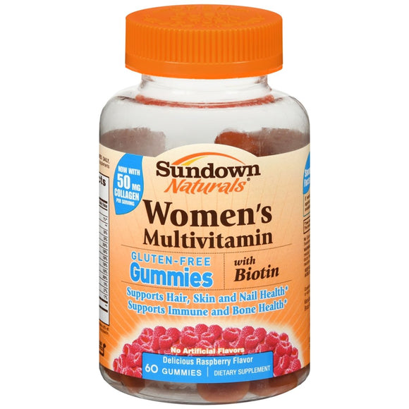 Sundown Naturals Women's Multivitamin with Biotin Gluten-Free Gummies Raspberry Flavor - 60 EA