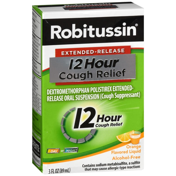 Robitussin 12 Hour Cough Relief Liquid Orange Flavored - 3 OZ