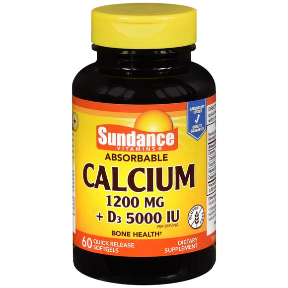 Sundance Vitamins Absorbable Calcium 1200 mg + D3 5000 IU Softgels - 60 CP