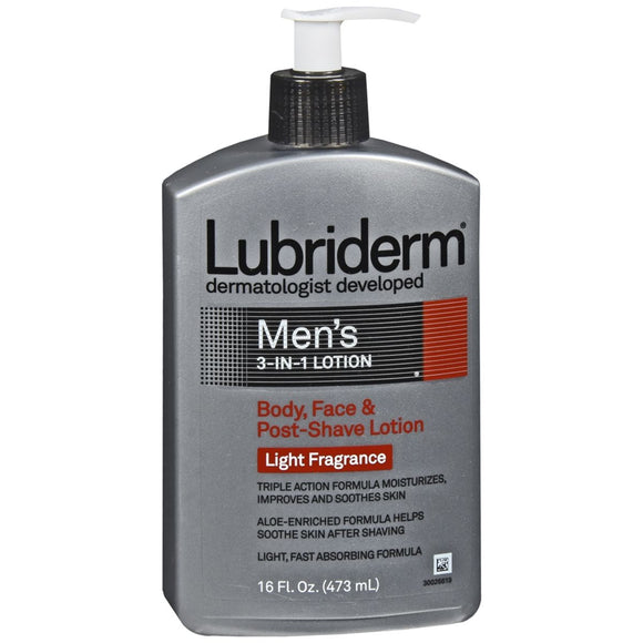 Lubriderm Men's 3-in-1 Body, Face & Post-Shave Lotion Light Fragrance - 16 OZ