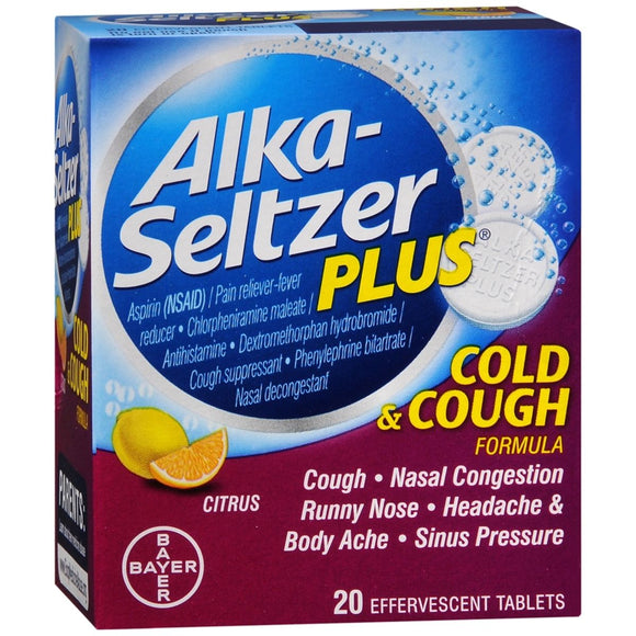 Alka-Seltzer Plus Cold & Cough Formula Effervescent Tablets Citrus - 20 TB