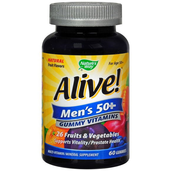 Nature's Way Alive! Men's 50+ Gummy Vitamins Multi-Vitamin/Mineral Supplement Fruit Flavors - 60 EA