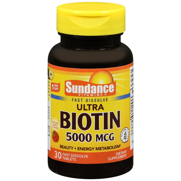 Sundance Vitamins Ultra Biotin 5000 mcg Tablets - 30 TB