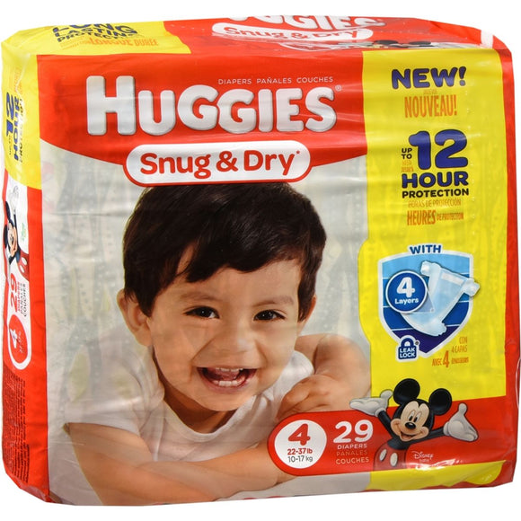 HUGGIES Snug & Dry Diapers Size 4 - 29 EA