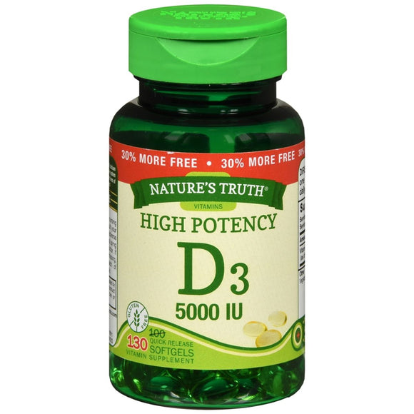 Nature's Truth High Potency Vitamin D3 5000 IU Quick Release Softgels - 130 CP