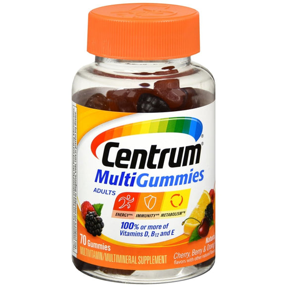 Centrum MultiGummies Adults Multivitamin/Multimineral Supplement Assorted Flavors - 70 EA
