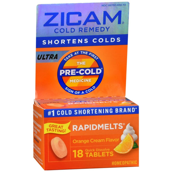 Zicam Ultra Cold Remedy RapidMelts Quick Dissolve Tablets Orange Cream Flavor - 18 EA