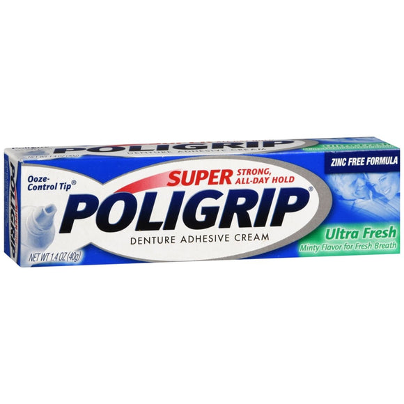 Super Poligrip Denture Adhesive Cream Ultra Fresh Minty Flavor - 1.4 OZ