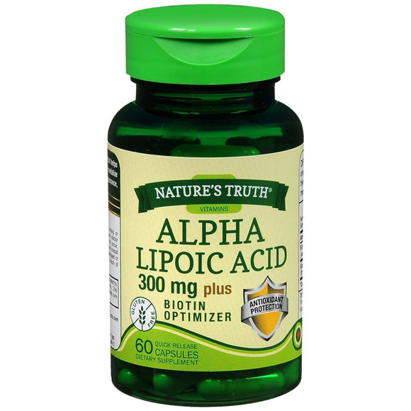 Nature's Truth Alpha Lipoic Acid 300 mg Plus Biotin Optimizer Quick Release Capsules - 60 CP