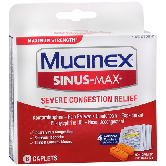 Mucinex Maximum Strength Sinus Max Sever Congestion Relief Caplets 8 CP