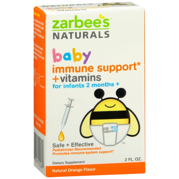 Zarbee's Naturals Baby Immune Support + Vitamins Drops Natural Orange Flavor - 2 OZ