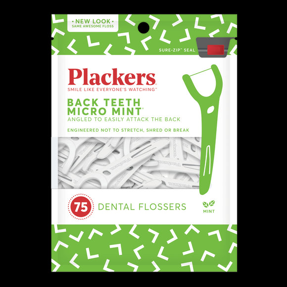 PLACKERS FLOSSERS BACK TEETH MINT 75 CT