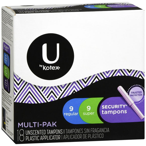 U by Kotex Security Tampons Plastic Applicator Unscented Multipack - 18 EA