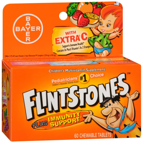 Flintstones Children's Multivitamin Supplement plus Immunity Support Chewable Tablets Assorted Flavors - 60 TB