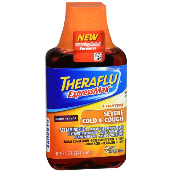Theraflu ExpressMax Daytime Severe Cold & Cough Liquid Berry Flavor - 8.3 OZ